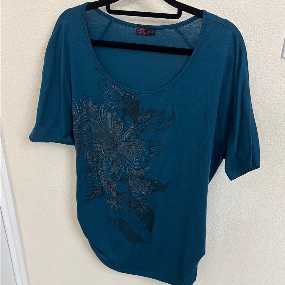 Teal Floral Women's Top